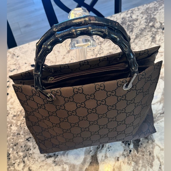 Authentic Gucci GG Canvas Tote with Bamboo-Style Handles w/ COA - Picture 2 of 15